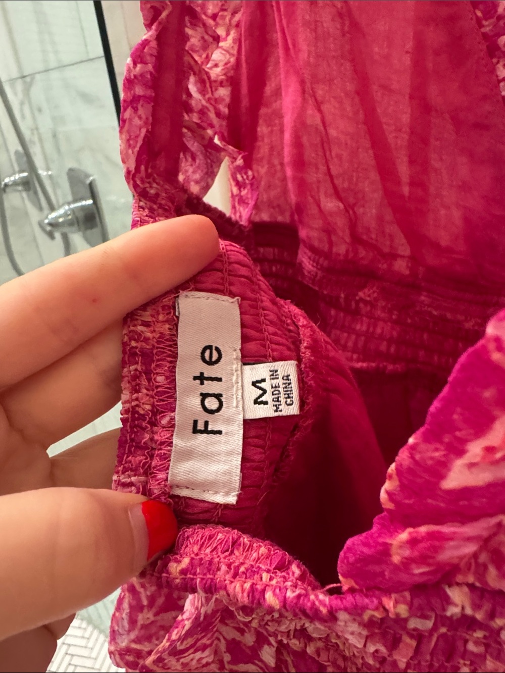 Fate Pink Paisley Ruffle Tiered V-Neck Mini Dress - Picture 3 of 3